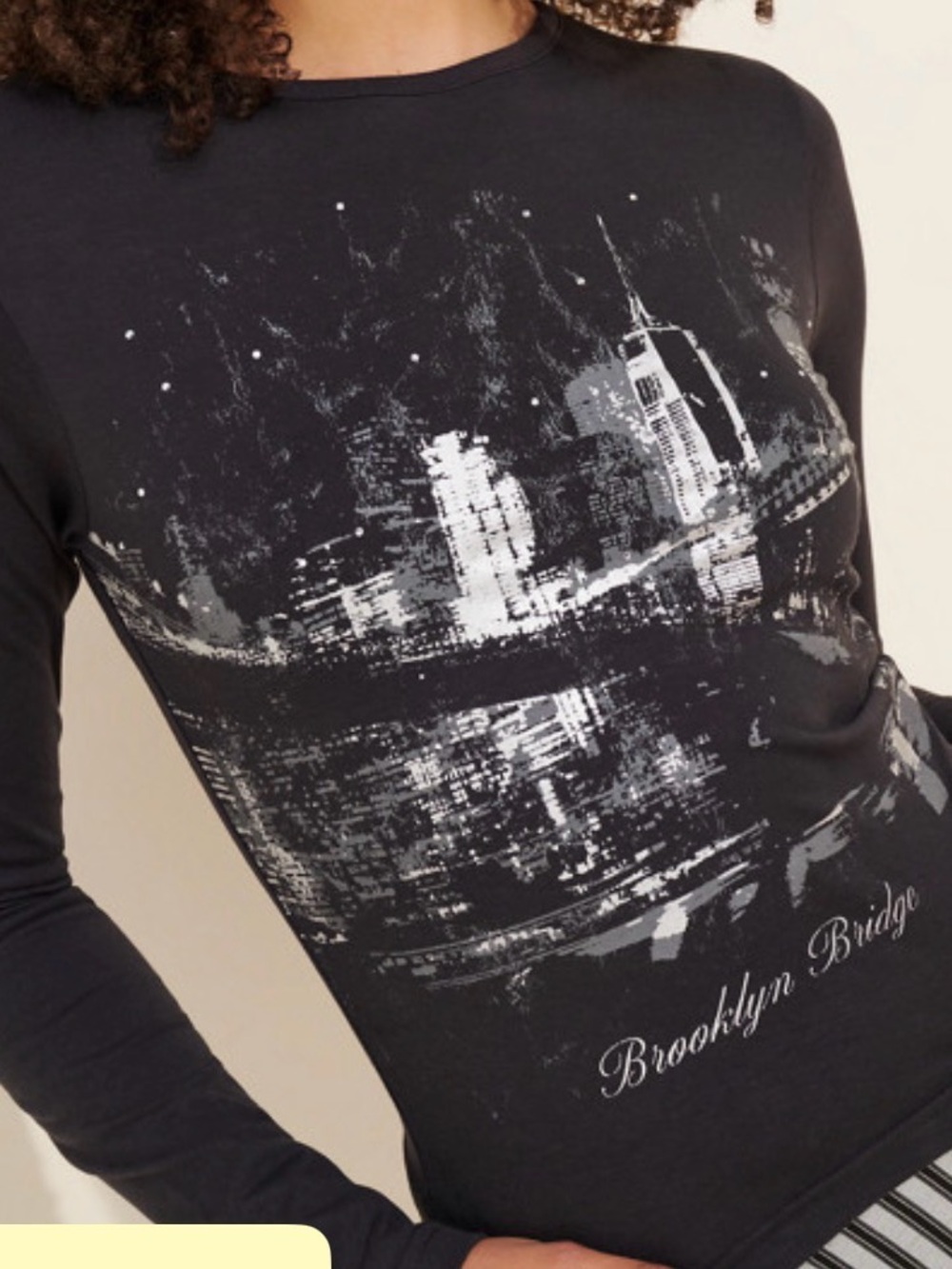 Daisy Street Black 'Brooklyn Bridge' New York Graphic Long-Sleeve Tee XL